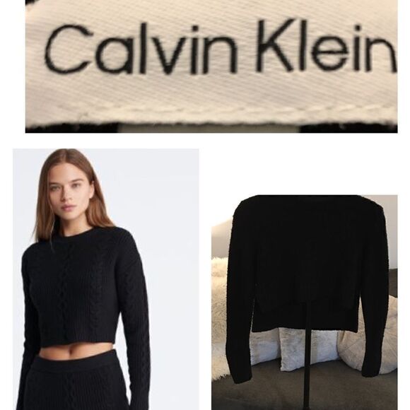 CALVIN KLIEN COZY CROPPED HI LOW SWEATER - Picture 4 of 4